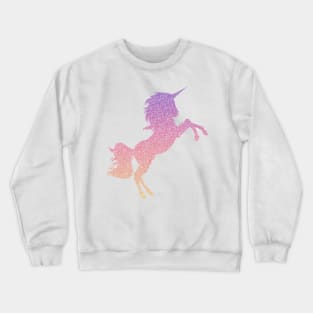 Pastel Pink Purple Ombre Faux Glitter Unicorn Crewneck Sweatshirt